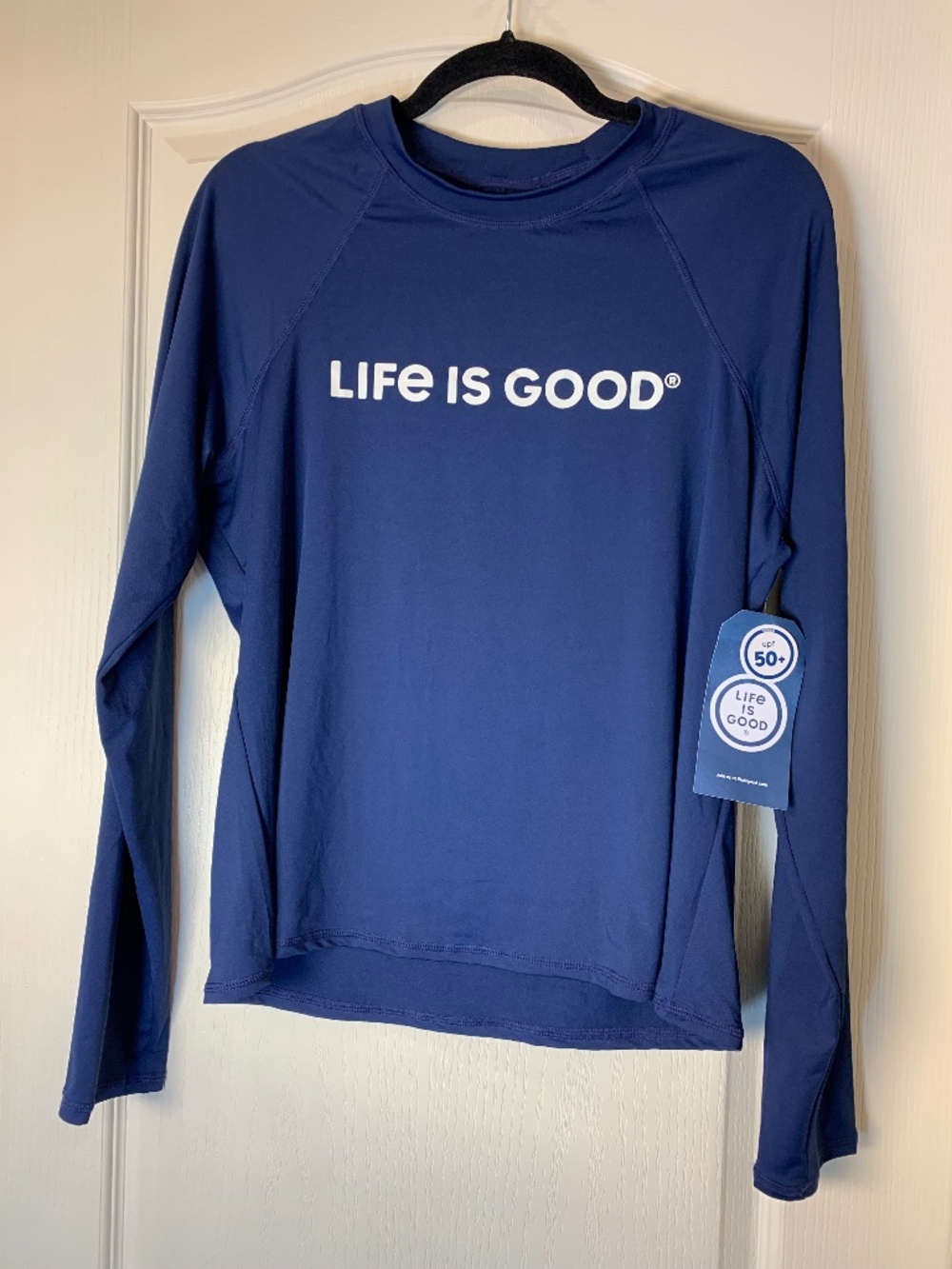 NWT Life is Good Men’s UPF 50+ Long Sleeve Sun Shirt Blue XL RashGuard Beach